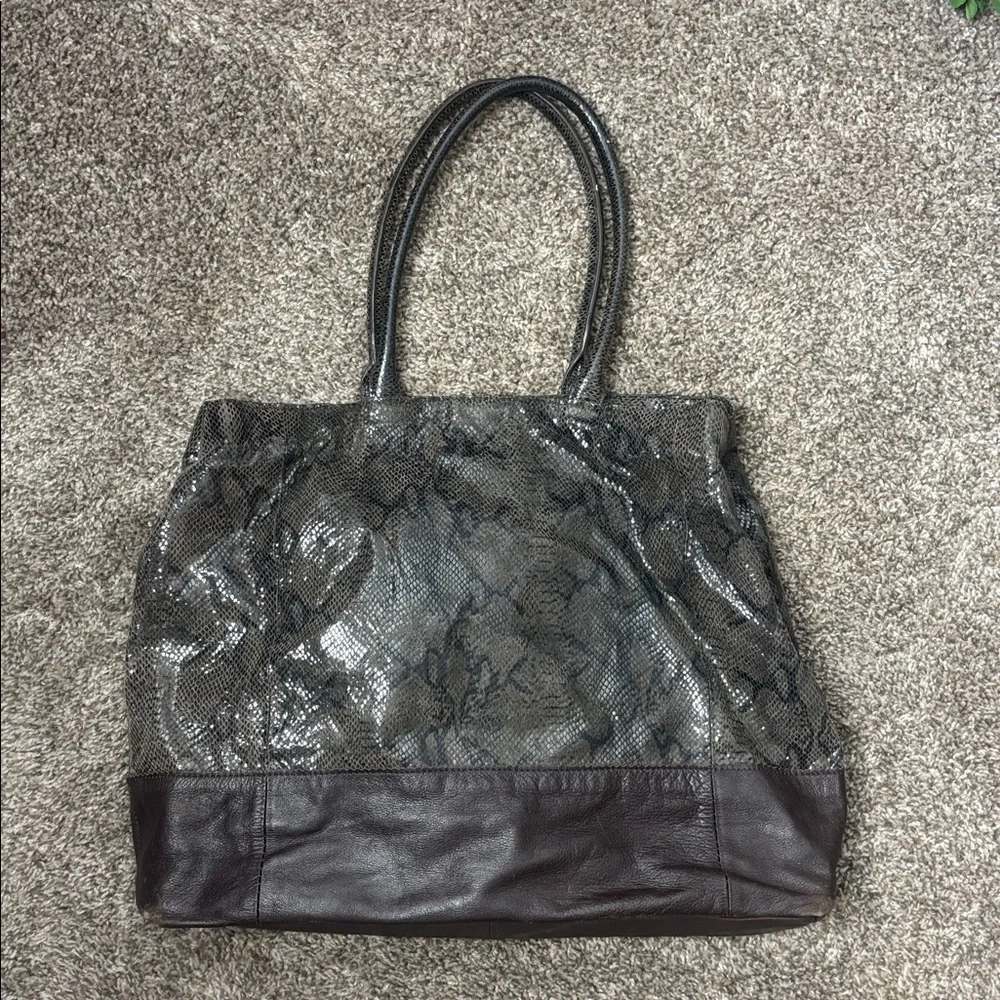 Margot snakeskin and leather tote